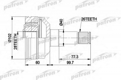 PATRON pcv4012 -  Шарнирный комплект, приводной вал