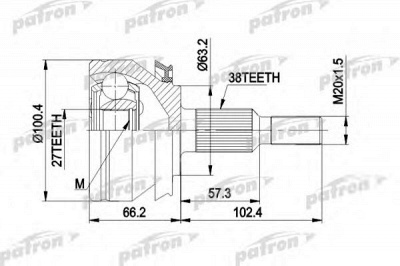 PATRON pcv4032 -  Шарнирный комплект, приводной вал