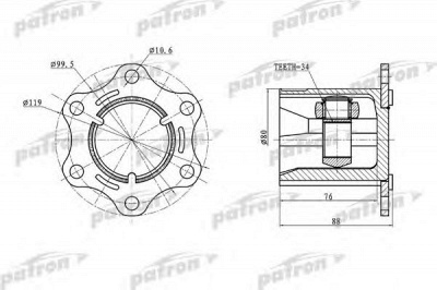PATRON pcv5004 -  Шарнирный комплект, приводной вал