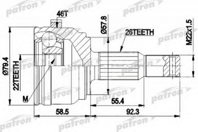 PATRON pcv9117a -  Шарнирный комплект, приводной вал