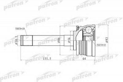 PATRON pcv9316 -  Шарнирный комплект, приводной вал