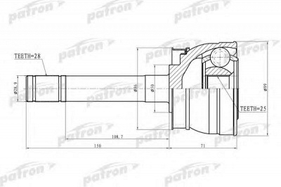 PATRON pcv9721 -  Шарнирный комплект, приводной вал