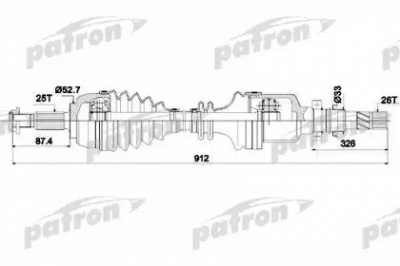 PATRON pds0436 -  ПОЛУОСЬ ПРАВАЯ 25X912X26 RENAULT GRAND SCENIC II 1