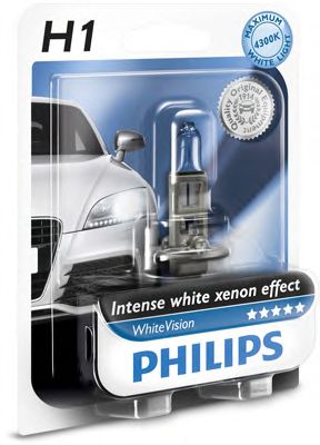 PHILIPS 12258whvb1 -  H1 12V- 55W (P14,5S) (АБСОЛЮТНО БЕЛЫЙ СВЕТ) WHITE