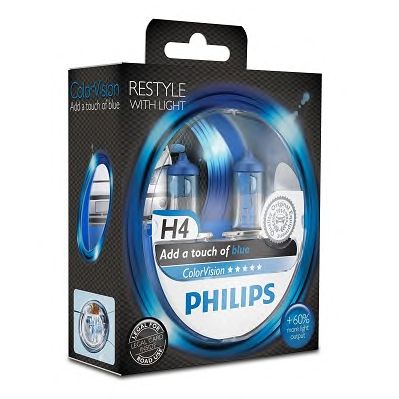 PHILIPS 12342cvpbs2 -  АВТОЛАМПА H4 12342CVPB 60/55W S2 СИНЯЯ
