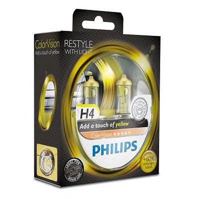 PHILIPS 12342cvpys2 -  ЛАМПА 12V H4 12342 COLORVISION 60/55W P43T ЖЕЛТАЯ