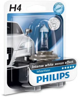 PHILIPS 12342whvb1 -  H4 12V- 60/55W (P43T) (АБСОЛЮТНО БЕЛЫЙ СВЕТ) WHITE