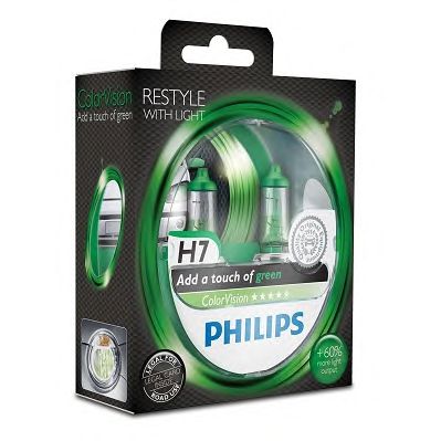 PHILIPS 12972cvpgs2 -  ЛАМПА 12V H7 12972 COLORVISION 55W PX26D ЗЕЛЕНАЯ Е