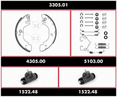 REMSA 330501 -  Комплект тормозов, барабанный тормозной механизм