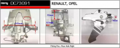 REMY dc73091 -  Суппорт тормозной, правый