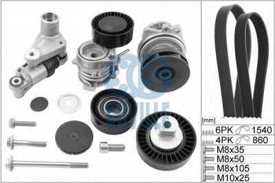 RUVILLE 55093802 -  Водяной насос + комплект ручейковых ремней