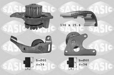 SASIC 3900001 -  Водяной насос + комплект зубчатого ремня
