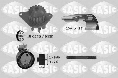 SASIC 3900002 -  Водяной насос + комплект зубчатого ремня