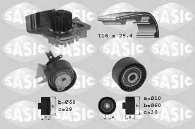 SASIC 3900007 -  Водяной насос + комплект зубчатого ремня