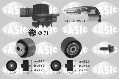 SASIC 3900010 -  Водяной насос + комплект зубчатого ремня