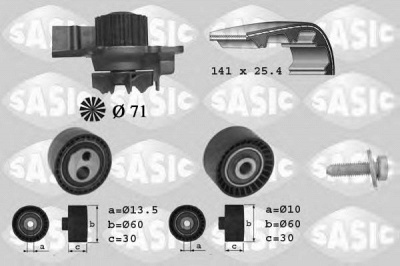 SASIC 3900011 -  Водяной насос + комплект зубчатого ремня