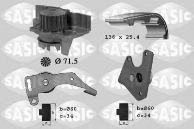 SASIC 3900018 -  Водяной насос + комплект зубчатого ремня