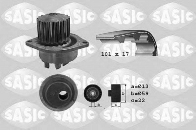 SASIC 3900019 -  Водяной насос + комплект зубчатого ремня