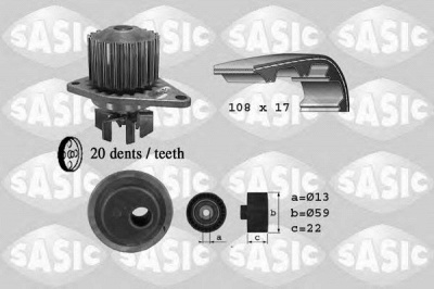 SASIC 3900021 -  Водяной насос + комплект зубчатого ремня