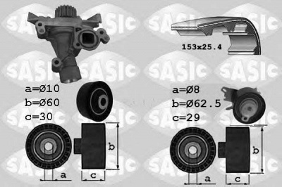 SASIC 3900028 -  Водяной насос + комплект зубчатого ремня