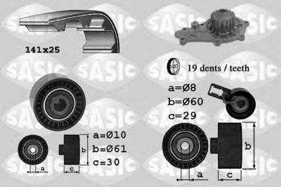 SASIC 3900031 -  Водяной насос + комплект зубчатого ремня