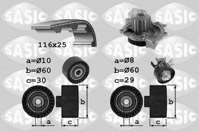 SASIC 3900035 -  Водяной насос + комплект зубчатого ремня