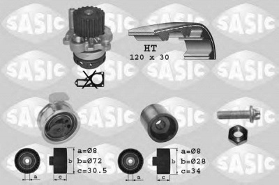 SASIC 3906010 -  Водяной насос + комплект зубчатого ремня
