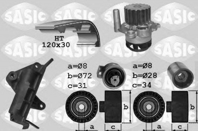 SASIC 3906021 -  Водяной насос + комплект зубчатого ремня