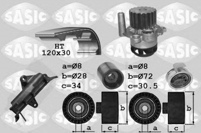 SASIC 3906025 -  Водяной насос + комплект зубчатого ремня