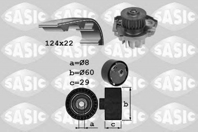 SASIC 3906037 -  Водяной насос + комплект зубчатого ремня