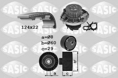 SASIC 3906038 -  Водяной насос + комплект зубчатого ремня
