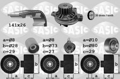 SASIC 3906059 -  Водяной насос + комплект зубчатого ремня
