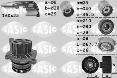 SASIC 3906069 -  Водяной насос + комплект зубчатого ремня