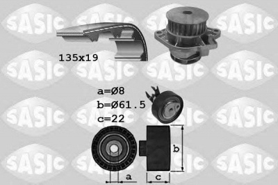 SASIC 3906087 -  Водяной насос + комплект зубчатого ремня