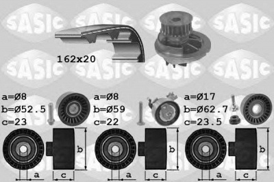 SASIC 3906092 -  Водяной насос + комплект зубчатого ремня