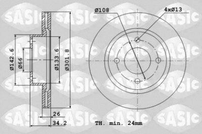 SASIC 6100006 -  Тормозной диск