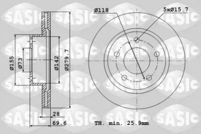 SASIC 6100017 -  Тормозной диск