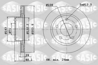 SASIC 6100032 -  Тормозной диск