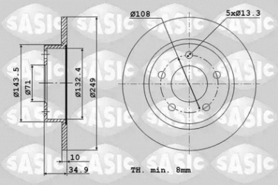 SASIC 6100034 -  Тормозной диск
