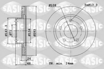 SASIC 6100041 -  Тормозной диск