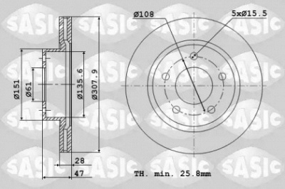 SASIC 6104007 -  Тормозной диск