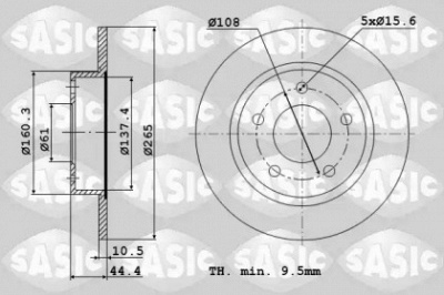 SASIC 6104018 -  Тормозной диск