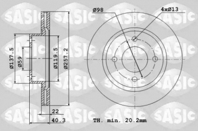 SASIC 6106002 -  Тормозной диск