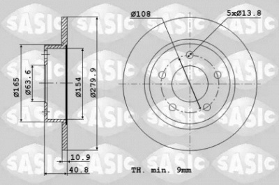 SASIC 6106011 -  Тормозной диск