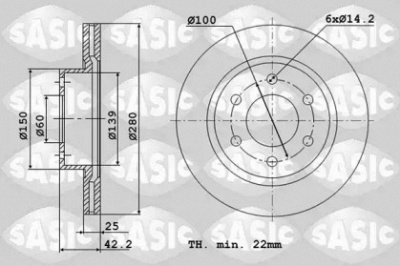 SASIC 6106014 -  Тормозной диск