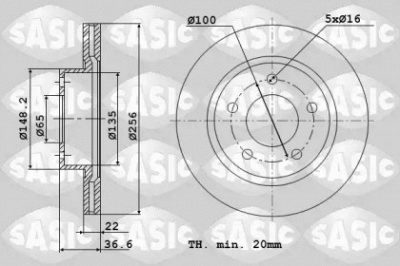 SASIC 6106041 -  Тормозной диск
