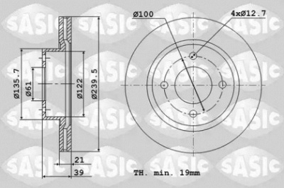 SASIC 6106098 -  Тормозной диск