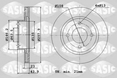 SASIC 6106150 -  Тормозной диск