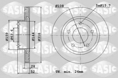 SASIC 6106210 -  Тормозной диск