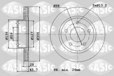 SASIC 6106341 -  Тормозной диск